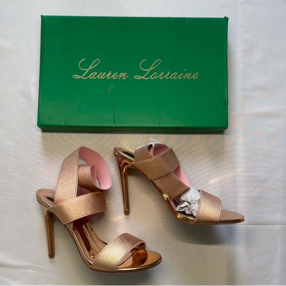 Lauren Lorraine Gold Strappy Heels